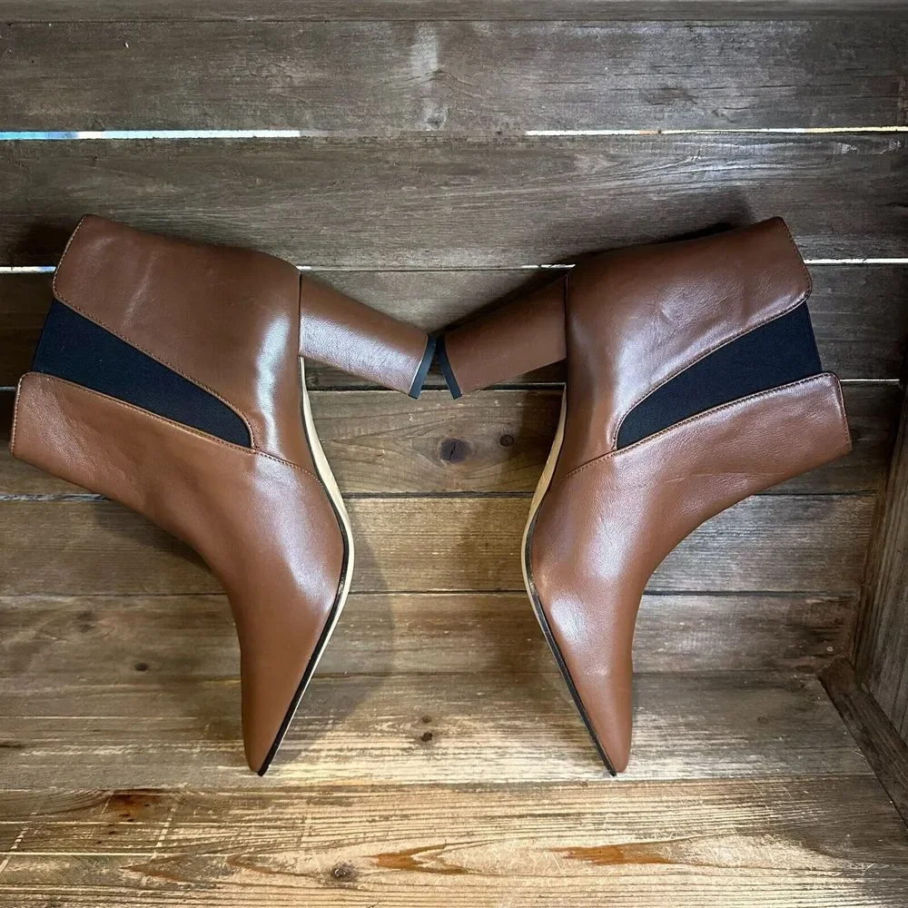 Womens Amalfi By Rangoni‎ Isole Brown Leather Chelsea Ankle Boots Size 11.5 M